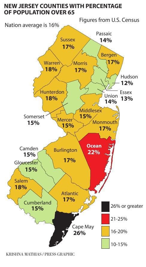 New Jersey population over 65 map 2018 
