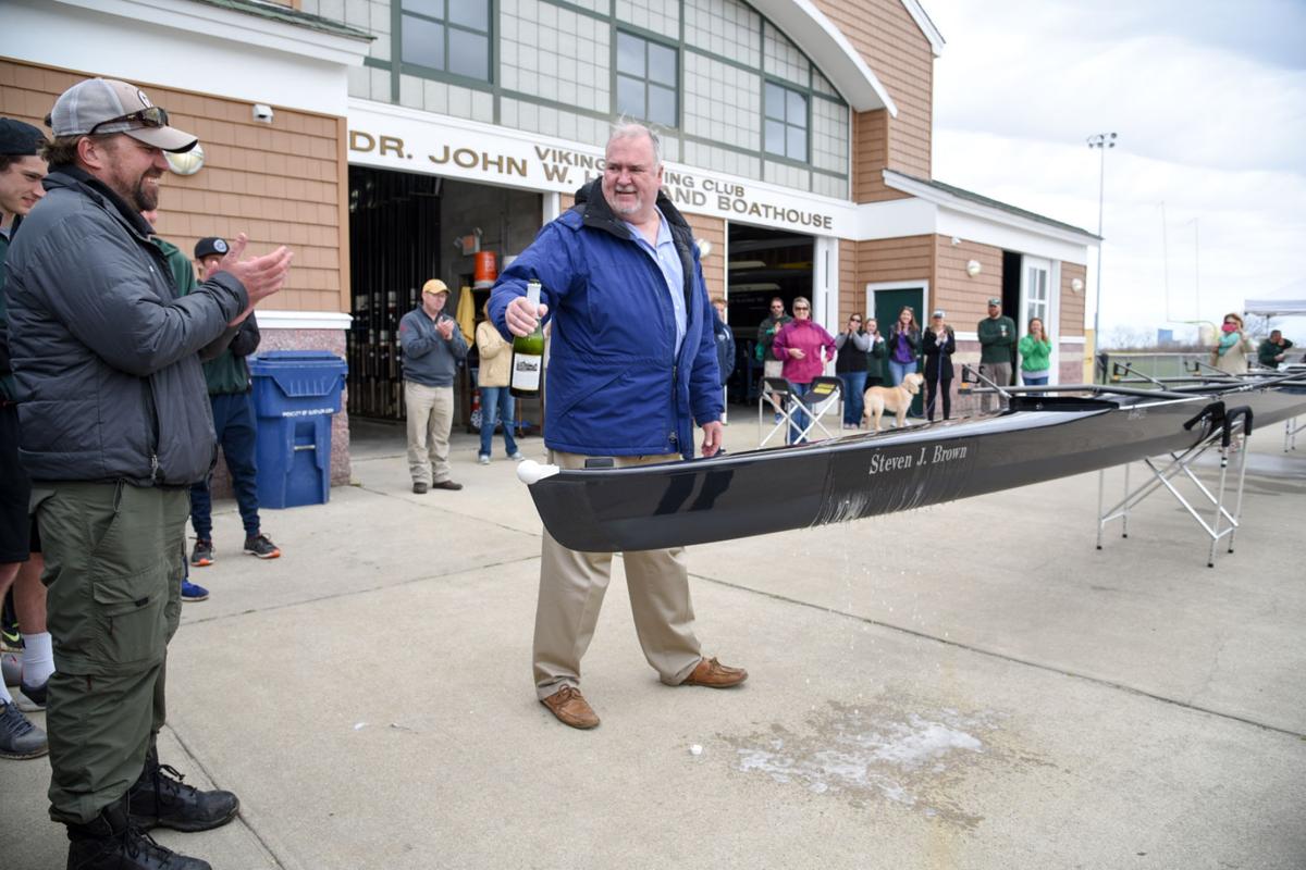 Image captured during the First Annual Back Bay Challenge between Mainland and Ocean City’s Boys Crew held at the Dr. John W. Holland Boathouse and along the mile stretch on Harvard Ave. in Ventnor Saturday, April 15, 2017. Dave Griffin / for the Press