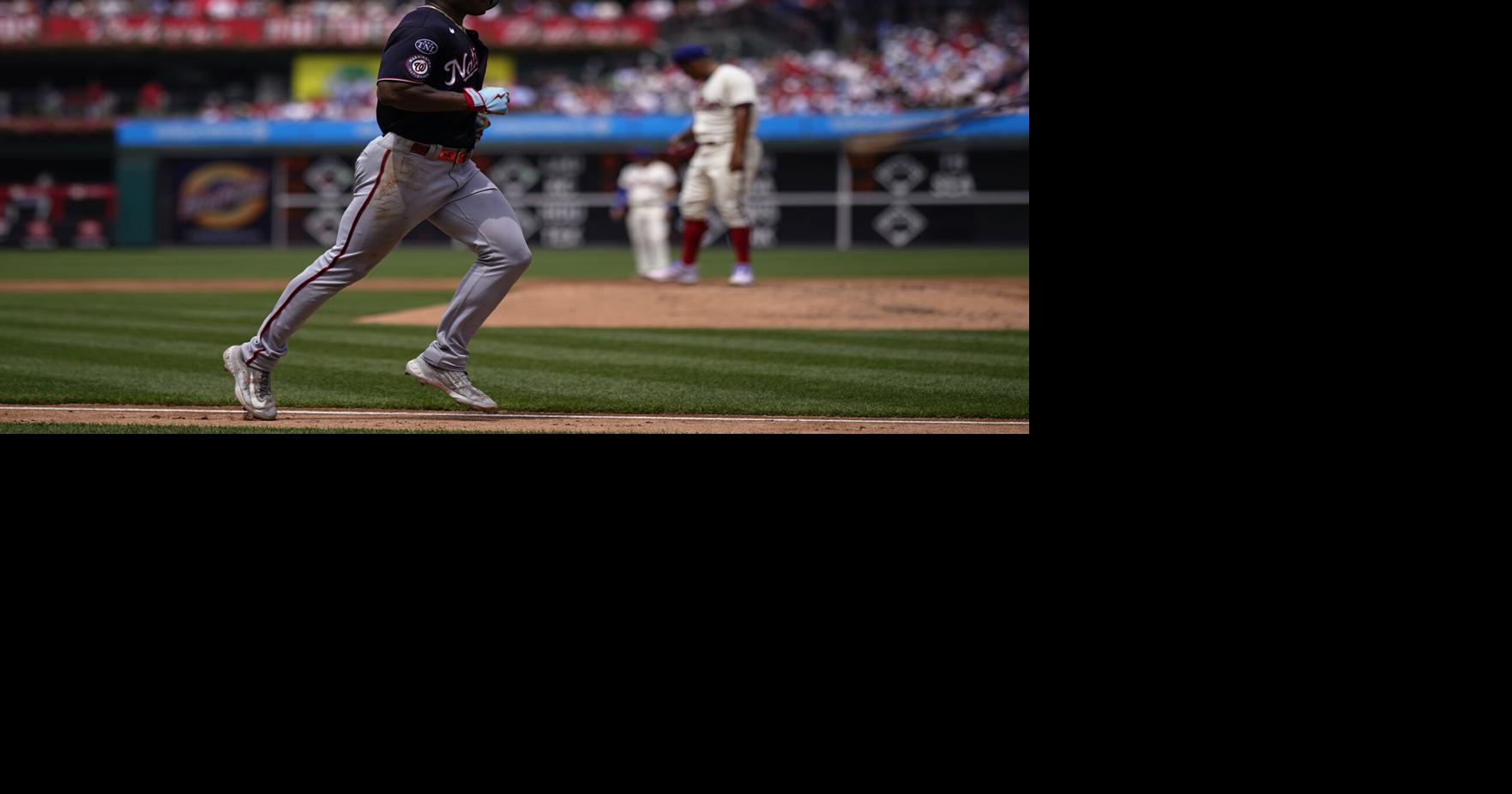 Trea Turner, Washington Nationals, MLB, american baseball player, blue  stone background, HD wallpaper