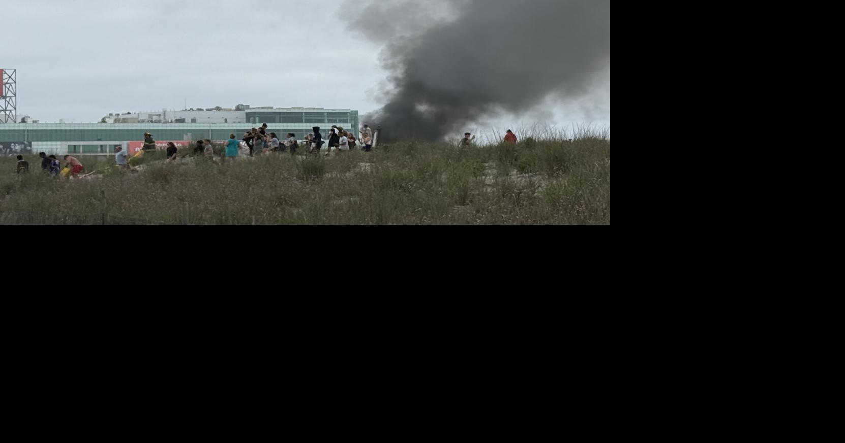 Atlantic City firefighters battling truck fire on the beach
