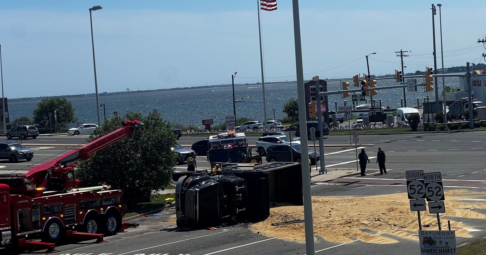 Overturned truck closes part of Shore Road in Somers Point - Vimarsana News
