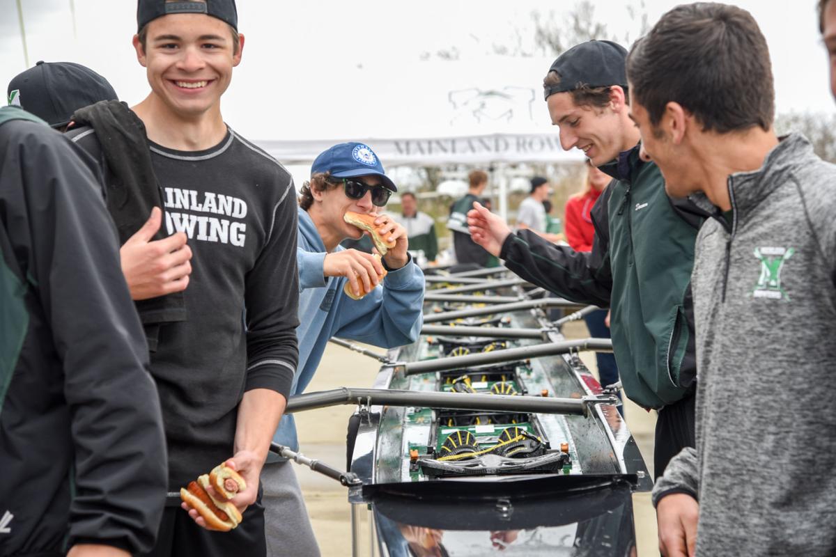 Image captured during the First Annual Back Bay Challenge between Mainland and Ocean City’s Boys Crew held at the Dr. John W. Holland Boathouse and along the mile stretch on Harvard Ave. in Ventnor Saturday, April 15, 2017. Dave Griffin / for the Press
