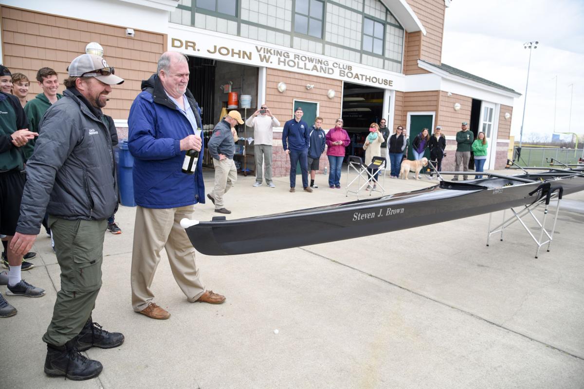 Image captured during the First Annual Back Bay Challenge between Mainland and Ocean City’s Boys Crew held at the Dr. John W. Holland Boathouse and along the mile stretch on Harvard Ave. in Ventnor Saturday, April 15, 2017. Dave Griffin / for the Press