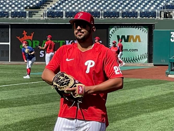 Who is Darick Hall and why is he batting cleanup for the Phillies on  Wednesday night?