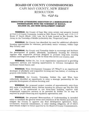 Memorandum of Understanding for potential veterans project in Cape May County news image