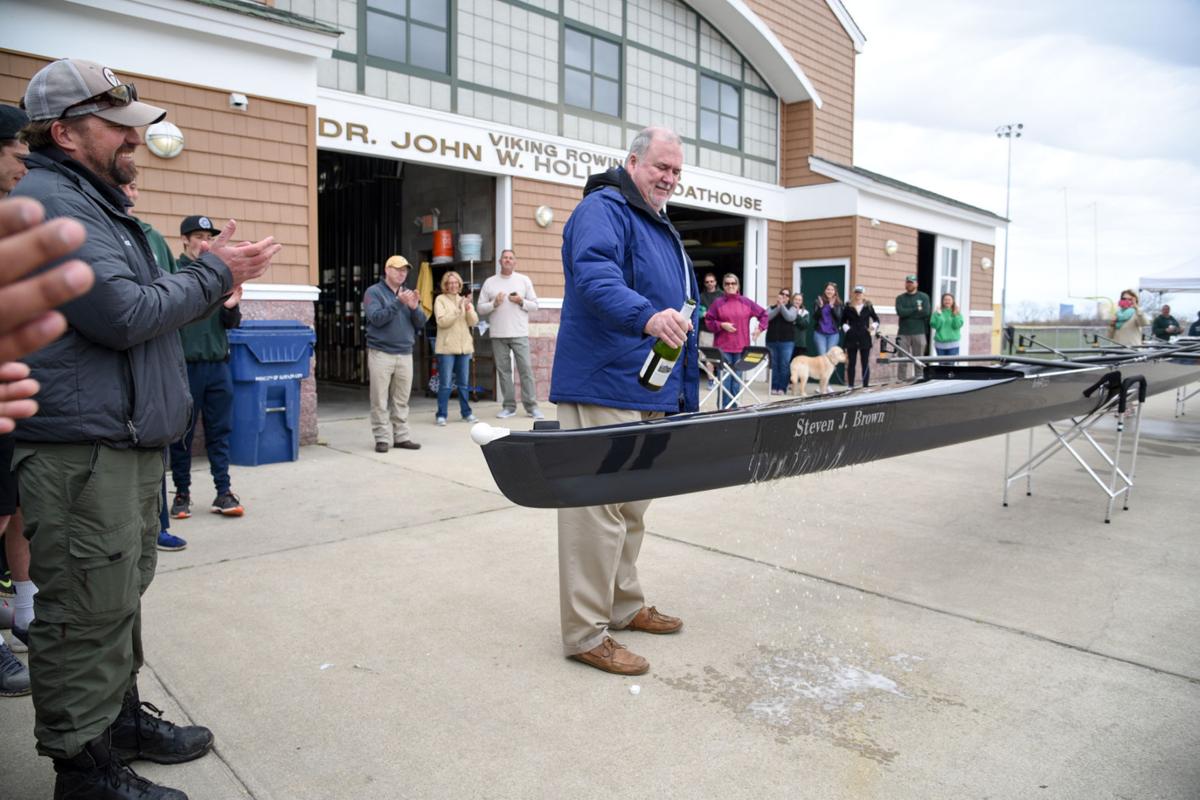 Image captured during the First Annual Back Bay Challenge between Mainland and Ocean City’s Boys Crew held at the Dr. John W. Holland Boathouse and along the mile stretch on Harvard Ave. in Ventnor Saturday, April 15, 2017. Dave Griffin / for the Press