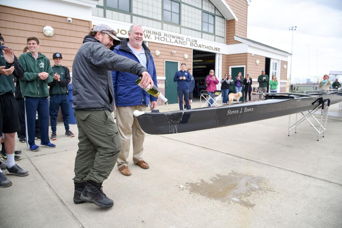 Image captured during the First Annual Back Bay Challenge between Mainland and Ocean City’s Boys Crew held at the Dr. John W. Holland Boathouse and along the mile stretch on Harvard Ave. in Ventnor Saturday, April 15, 2017. Dave Griffin / for the Press