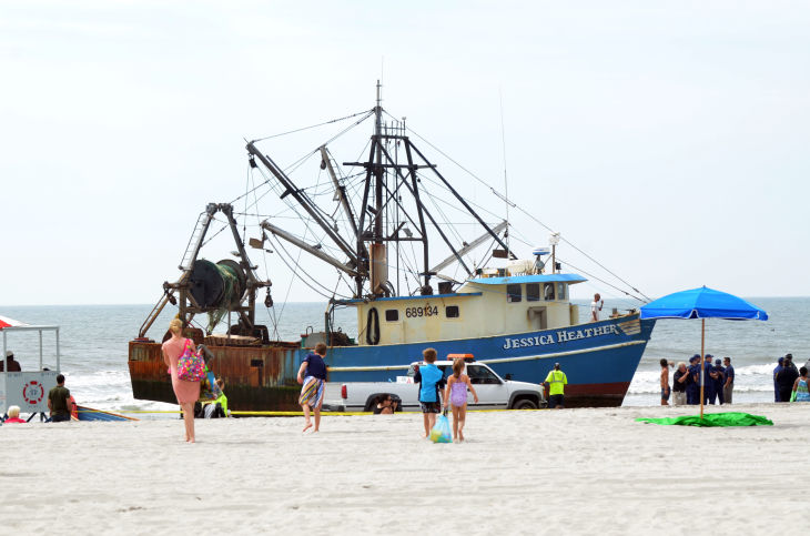 Fishing vessel runs aground