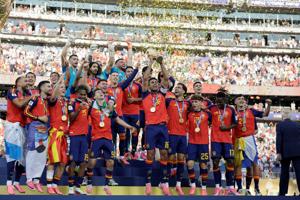 Spain celebrates winning the FIFA World Cup final against Argentina at New York-New Jersey Stadium in East Rutherford, New Jersey