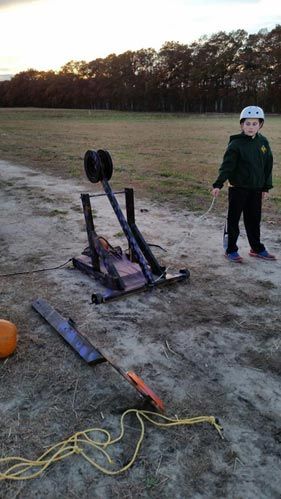 Quick Scout Machine Scouts’ machines hurl pumpkins at campout