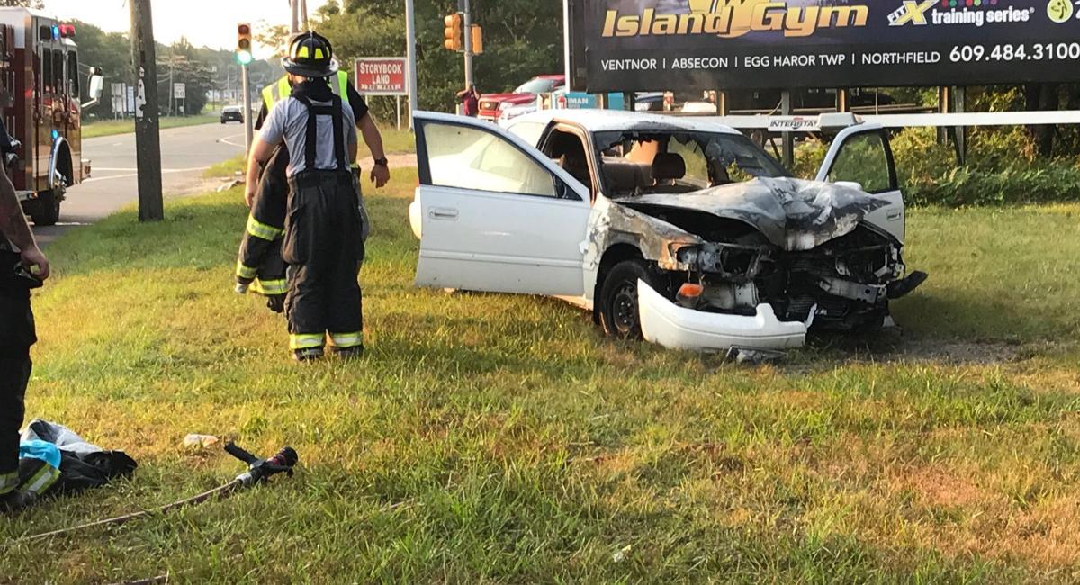 Egg Harbor Township crash, fire injures man