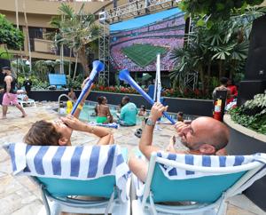 Crowds gathered at the Pool at Harrah's Resort Atlantic City during the World Cup final watch party on July 19, 2026