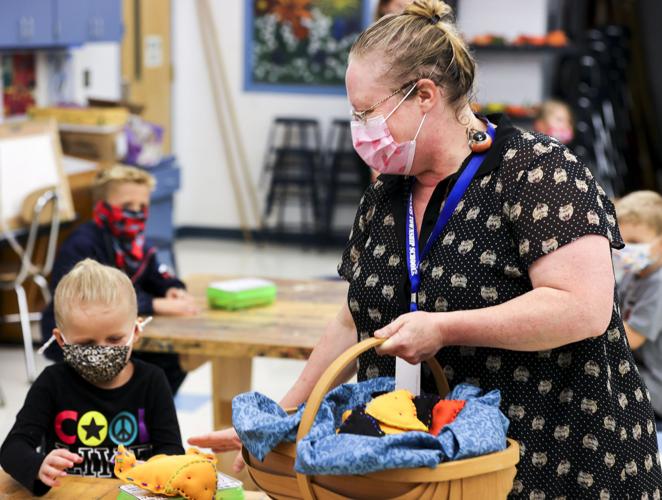 Kindergartners make dog toys for shelter dogs for World Kindness Day