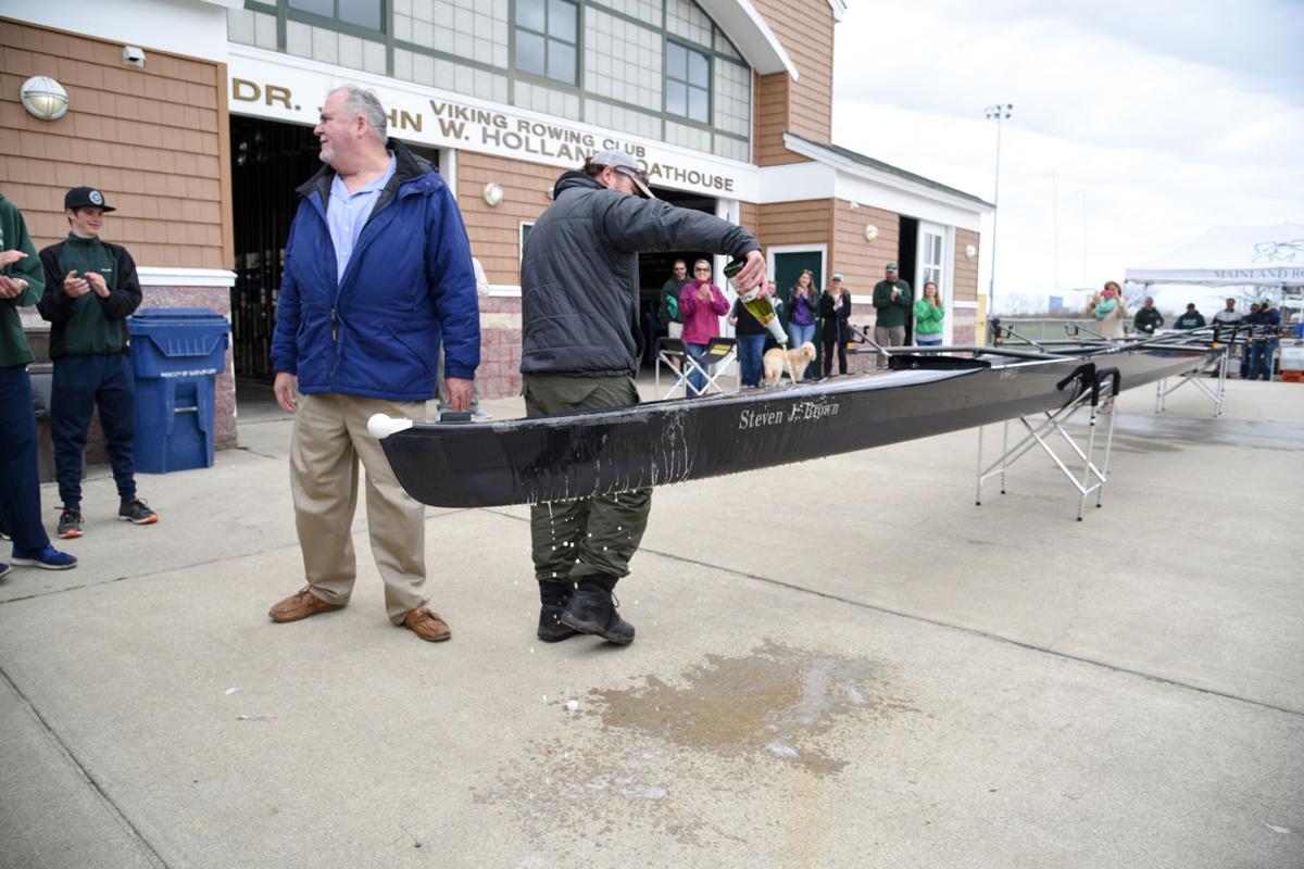 Image captured during the First Annual Back Bay Challenge between Mainland and Ocean City’s Boys Crew held at the Dr. John W. Holland Boathouse and along the mile stretch on Harvard Ave. in Ventnor Saturday, April 15, 2017. Dave Griffin / for the Press
