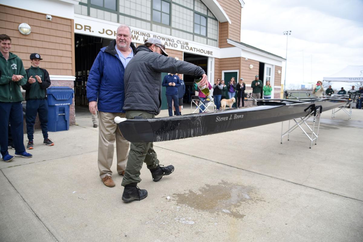 Image captured during the First Annual Back Bay Challenge between Mainland and Ocean City’s Boys Crew held at the Dr. John W. Holland Boathouse and along the mile stretch on Harvard Ave. in Ventnor Saturday, April 15, 2017. Dave Griffin / for the Press