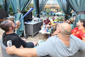 Crowd gathered at the Pool at Harrah's Resort Atlantic City during the World Cup final watch party on July 19, 2026