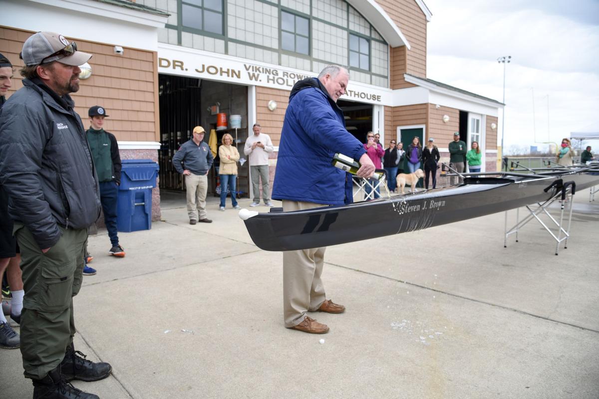 Image captured during the First Annual Back Bay Challenge between Mainland and Ocean City’s Boys Crew held at the Dr. John W. Holland Boathouse and along the mile stretch on Harvard Ave. in Ventnor Saturday, April 15, 2017. Dave Griffin / for the Press