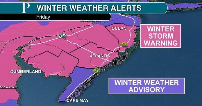 Snow forecast for NJ Friday with winter weather alerts out