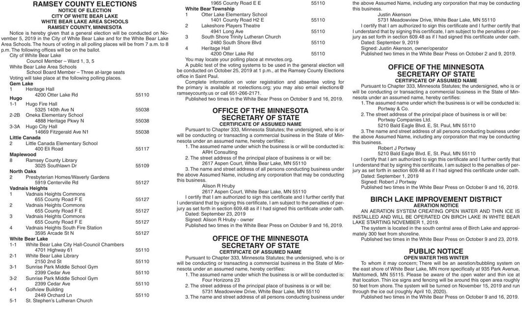 Legals WB 10-9-19 | Legal Notices | presspubs.com