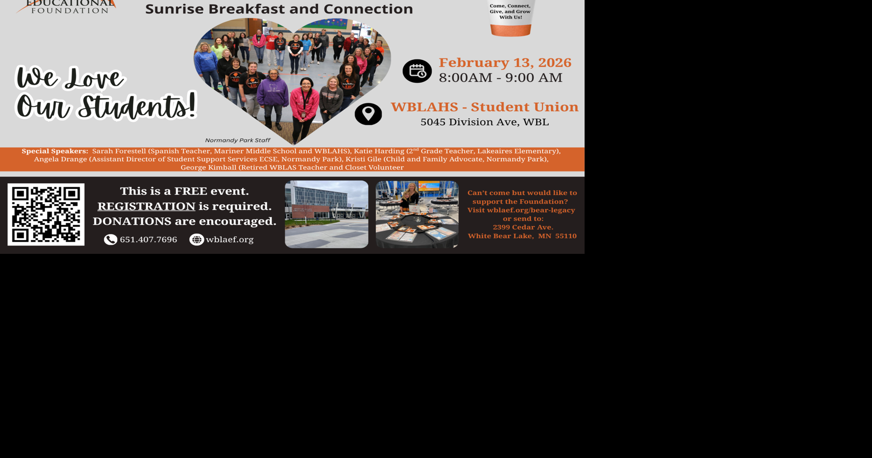 Bear Lagacy Sunrise Breakfast & Connection - WBLA Educational Foundation