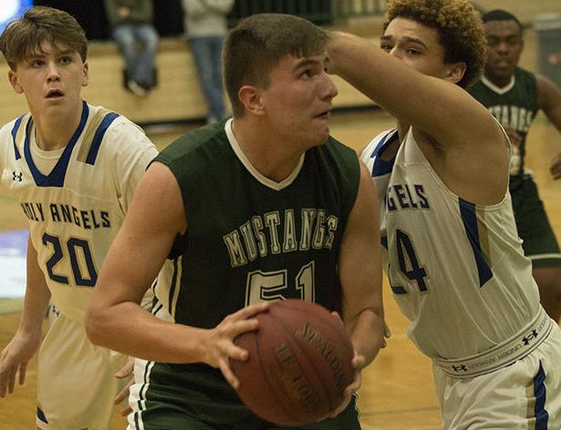 Basketball Holy Angels Hands Mustang Boys First Loss 63 62