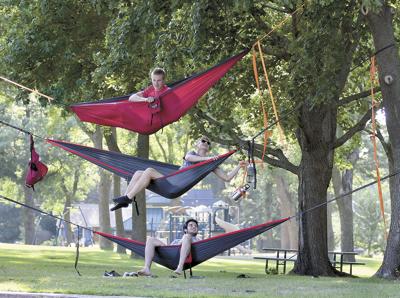 Swinging lakeside hangout