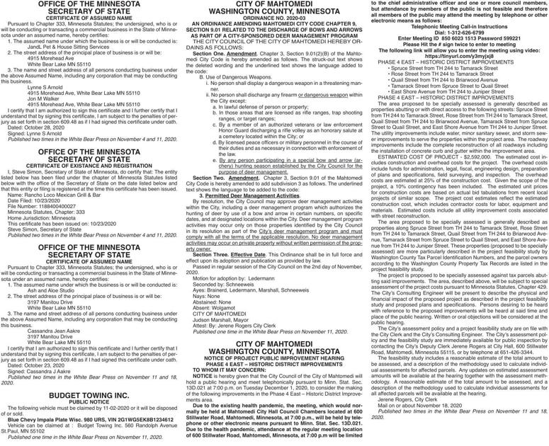 Legals WB 11-11-20 | Legal Notices | presspubs.com