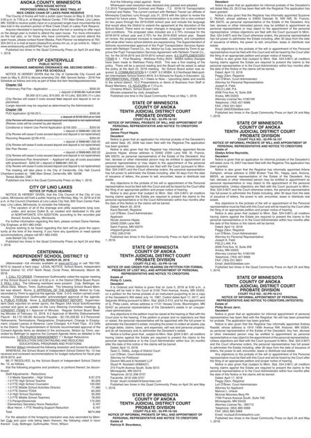 Legals Q 5-1-18 | Legal Notices | presspubs.com