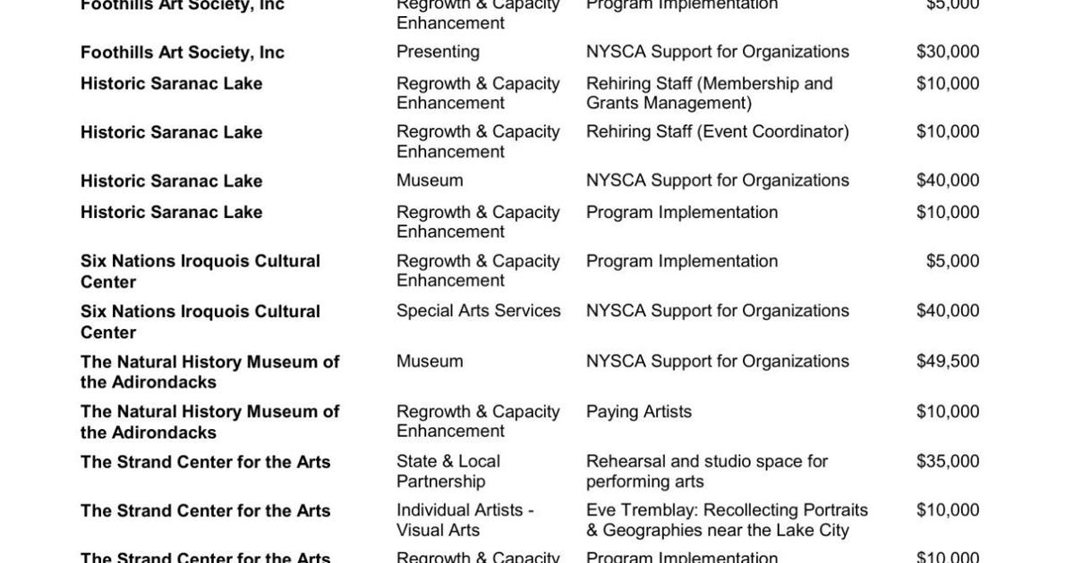 NYSCA awards $423,500 to local arts organizations | News