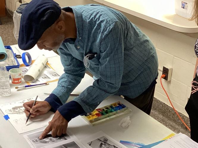 Watercolor demonstration by community art instructor Bryan Briscoe