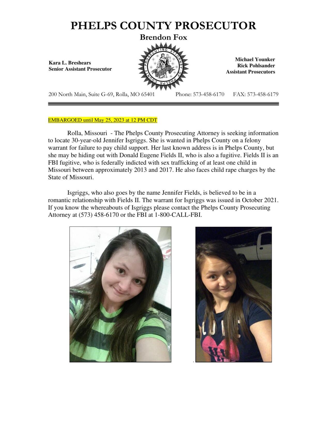 Jennifer Isgriggs Wanted