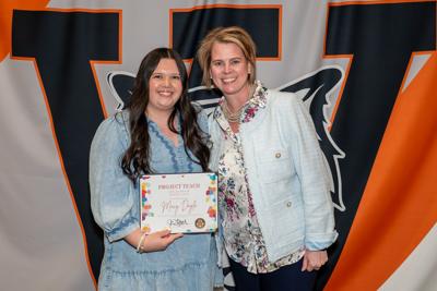 Doyle receives 3rd Quarter Project Teach Award
Macy Doyle, a teacher at Freedom Elementary, was presented the 3rd Quarter Project Teach Award by Dr. Jamie Goforth, assistant superintendent of personnel services, during the Waynesville R-VI Board of Education meeting on March 23, 2026.
Doyle was recognized for her "Project Wipeboard," an excellent way to create engaging, hands-on learning experiences for students.
The Project Teach Award comes with a $100 stipend from Personnel Services.