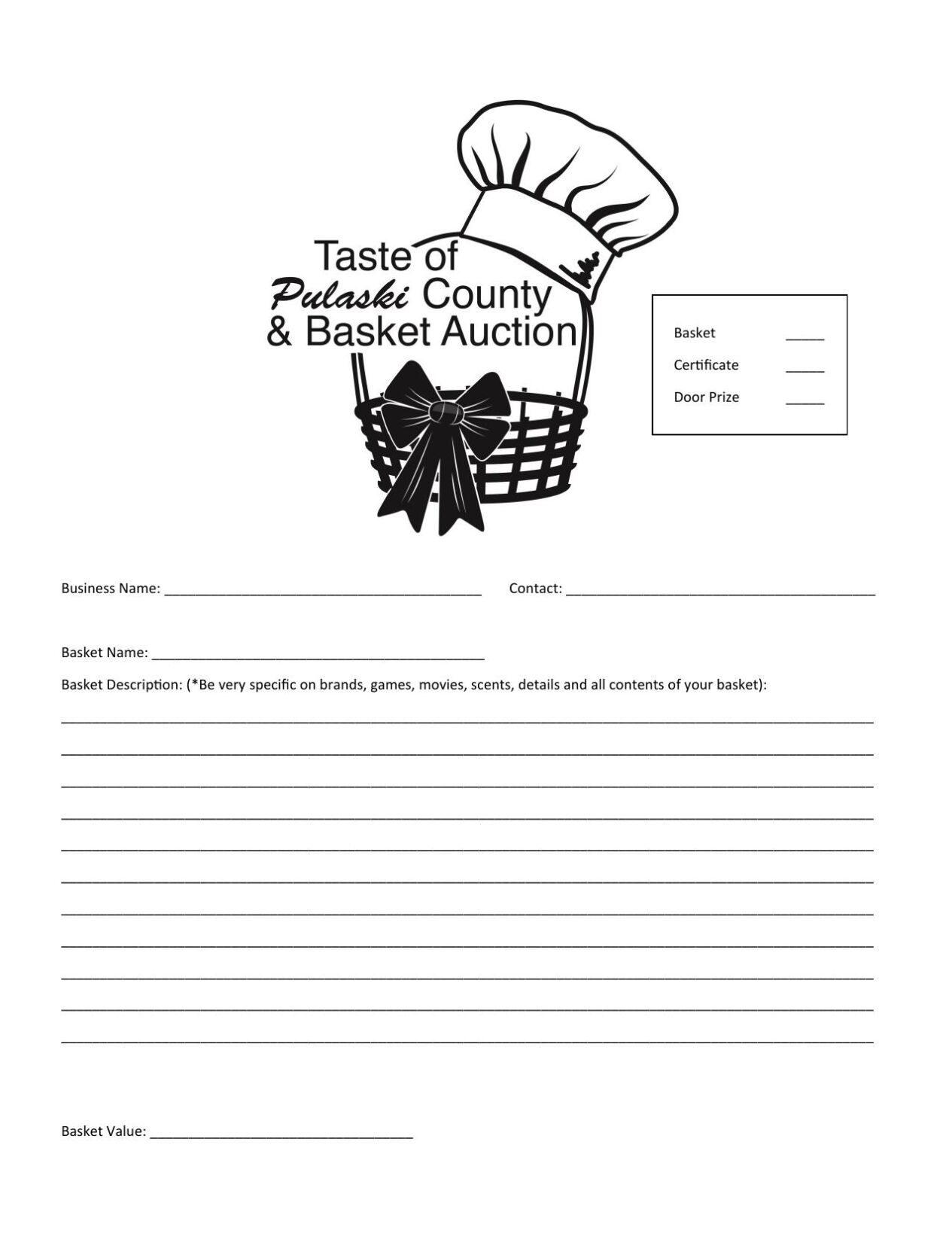 Basket Auction Donation Form 2023