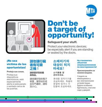 Safeguard your stuff' — NYC Transit | | qchron.com