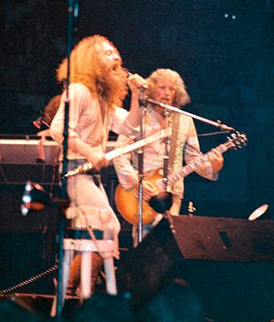 Jethro Tull in concert, 1975 - Ian Anderson playing flute in
