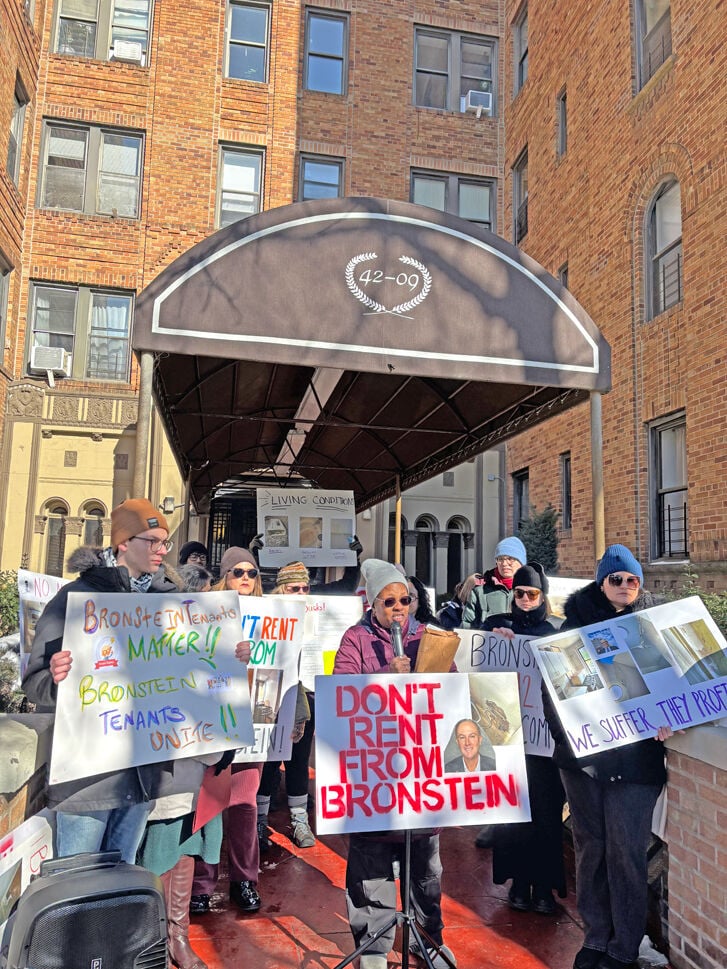 Tenants Rally Tenants rally against landlord Bronstein | | qchron.com