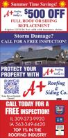 A+ Roofing and Siding Company - Ad from 2026-06-06