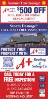 A+ Roofing and Siding Company - Ad from 2026-06-07