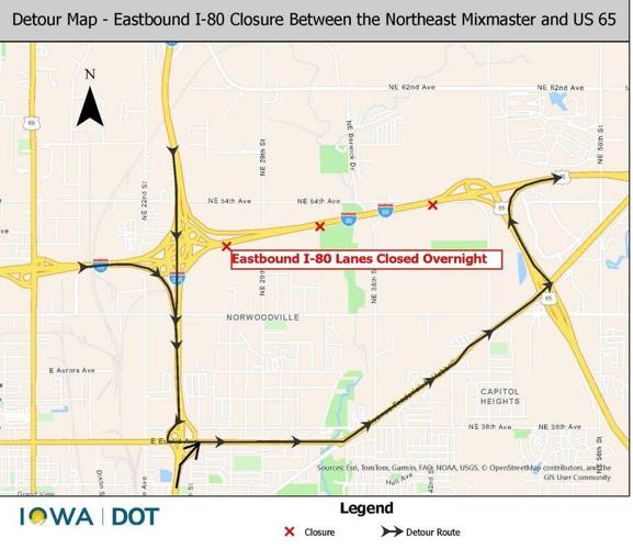 Overnight closure of eastbound I-80 at Northeast Mixmaster scheduled for Thursday, Oct. 1