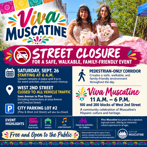 West 2nd Street to be closed Saturday for Viva Muscatine