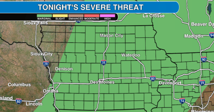 Small chance of severe storms across Iowa Tuesday night