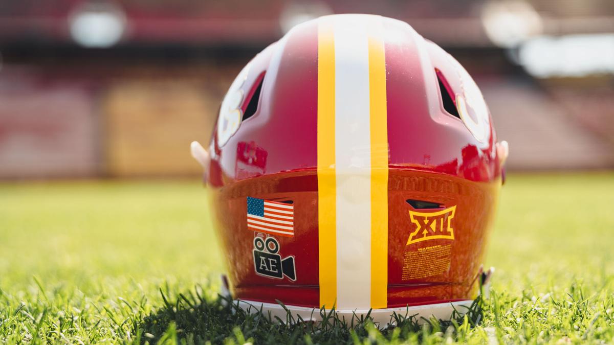afn on iowa's football helmet Iowa State Cyclones Black Script I Will! Revolution Speed Mini this half 1967 Iowa State Cyclones TK