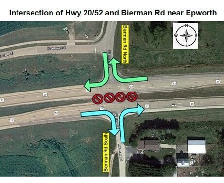 Permanent traffic pattern changes at U.S. 20/U.S. 52 and Bierman Road intersection in Epworth begin Aug. 17