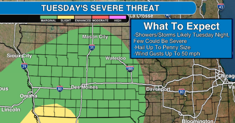 Dry across Iowa today, but the chance for showers and a few severe ...