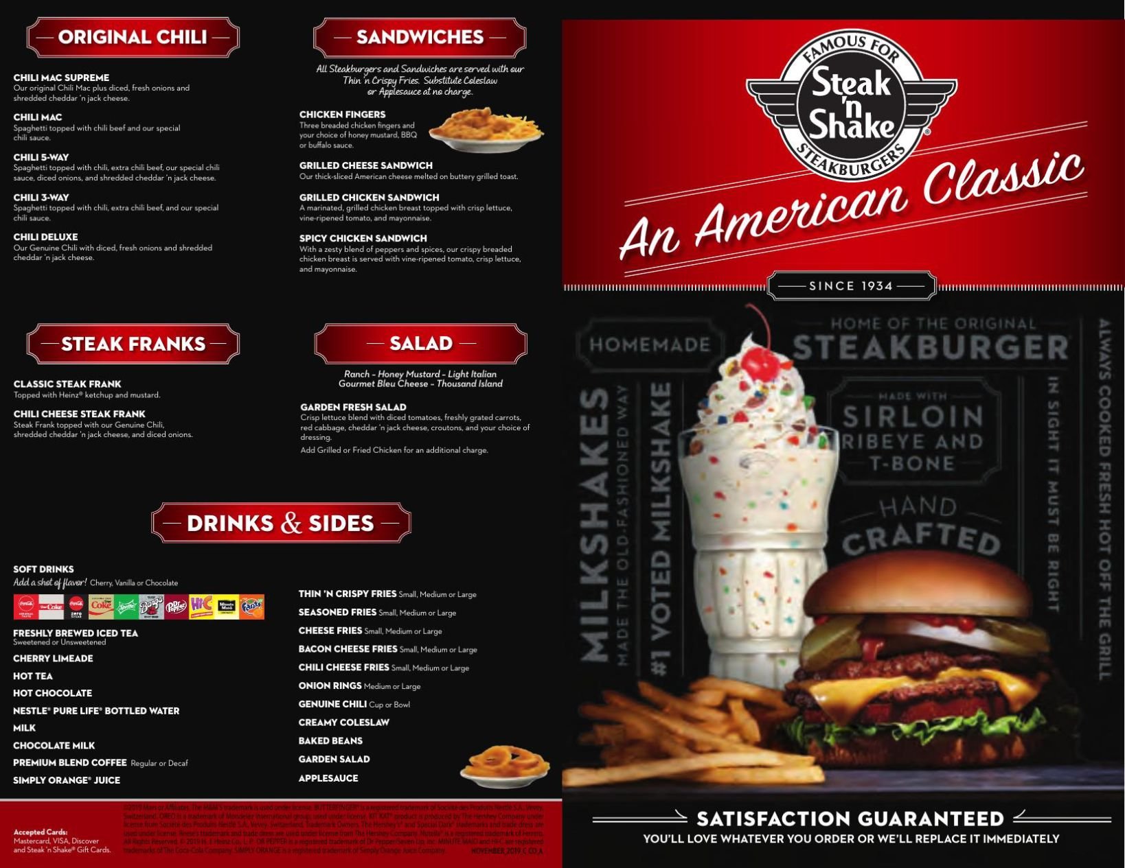 Steak n shop shake menu