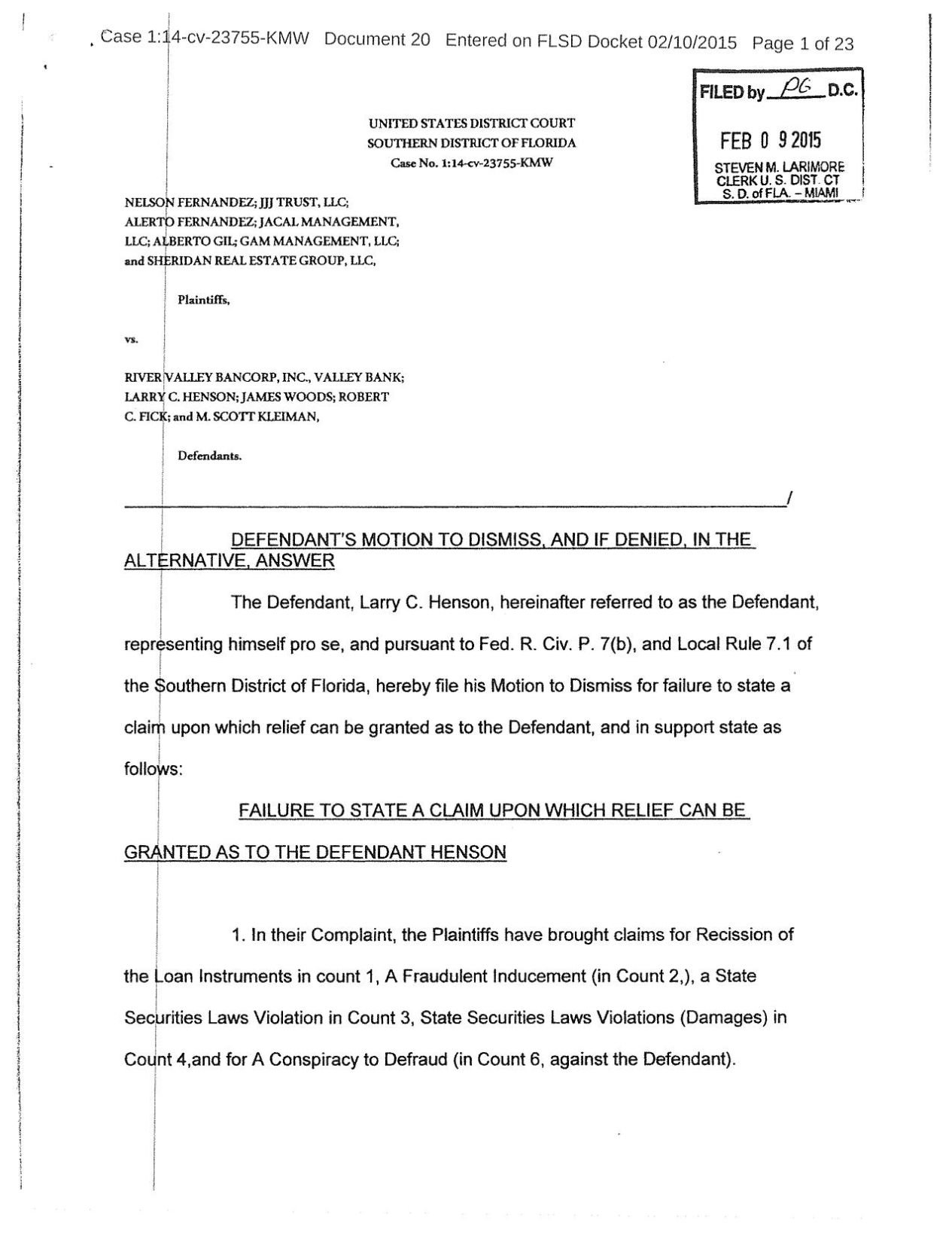 motion to dismiss breach of contract florida