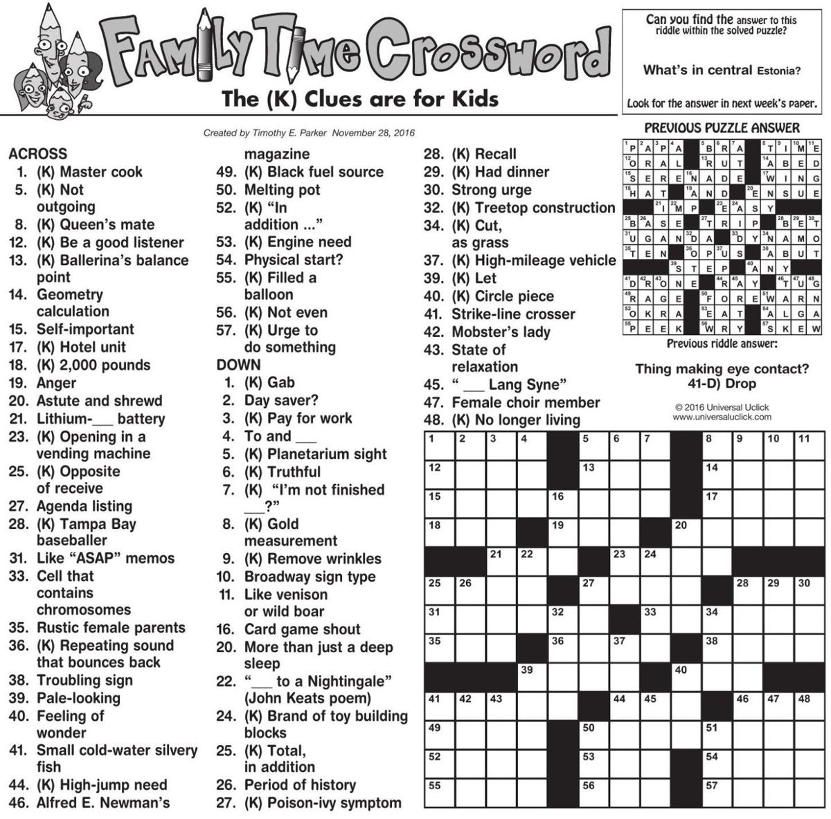 Family Time Crossword