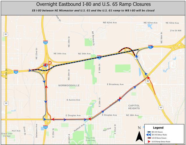 Overnight closures of East- and Westbound I-80 at Northeast Mixmaster begin Aug. 25