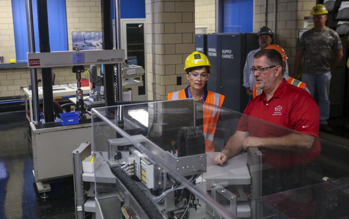 Gov. Reynolds tours Arconic, talks filling jobs at Future Ready Iowa