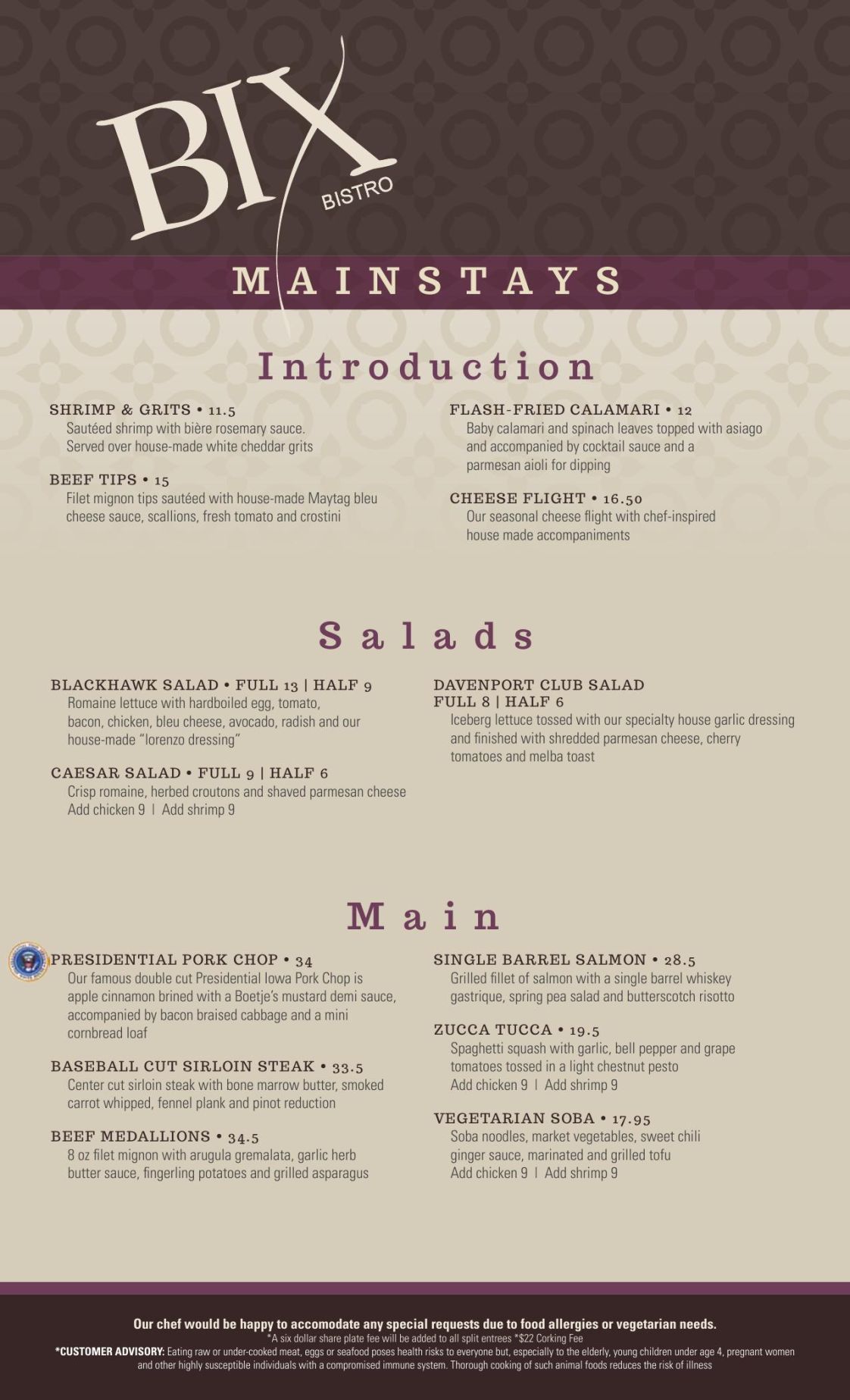 Dinner Menu
